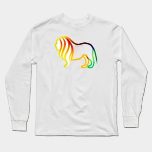 Cute Color Gradient Lion Shape Outline Drawing Long Sleeve T-Shirt